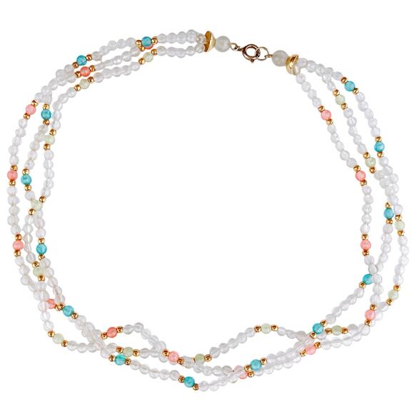 VTG 1960s Mid Century Necklace Multi Strand Pastel Beaded - Picture 3 of 11